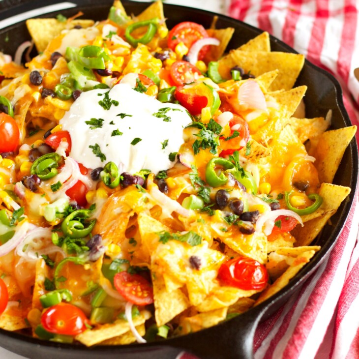 Healthy Vegetarian Nachos {with Rainbow Vegetables} - The Busy Baker