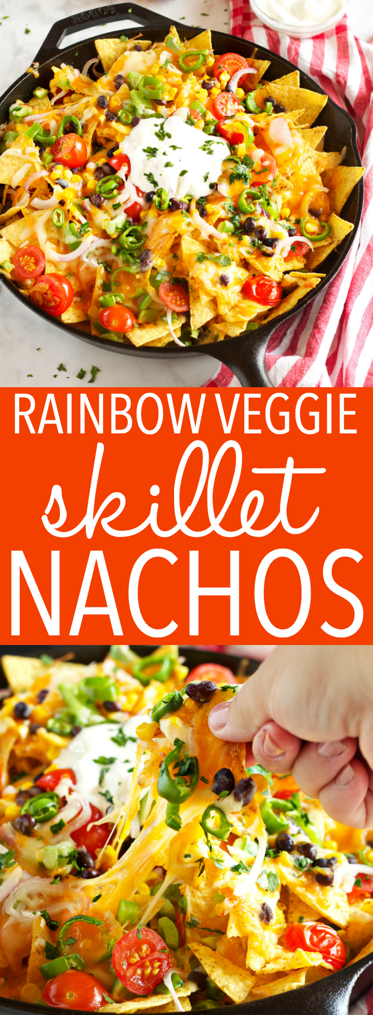 These Healthy Vegetarian Nachos with Rainbow Vegetables are the best healthier way to enjoy nachos! They're low in fat and packed with healthy veggies! Recipe from thebusybaker.ca! #healthynachos #vegetariannachos #veggienachos via @busybakerblog