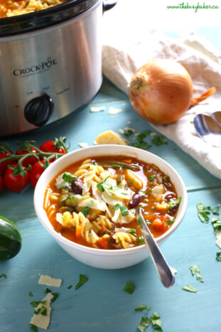 Best Ever Slow Cooker Minestrone Soup - The Busy Baker