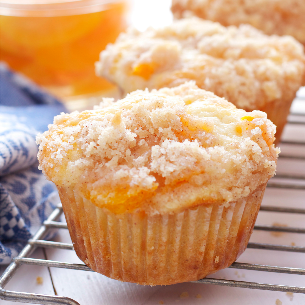 Peach Cobbler Muffins - The Busy Baker