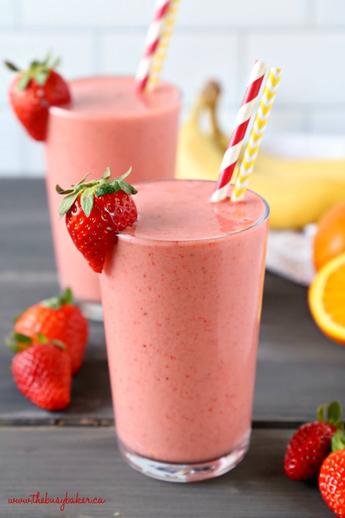 Strawberry Banana Orange Power Smoothie The Busy Baker