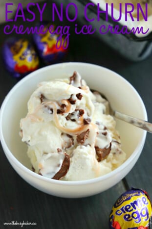 Easy No Churn Creme Egg Ice Cream - The Busy Baker