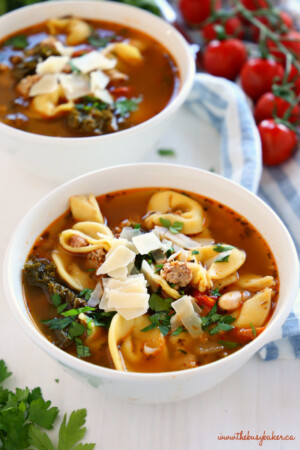 Rustic Italian Sausage Tortellini Soup - The Busy Baker