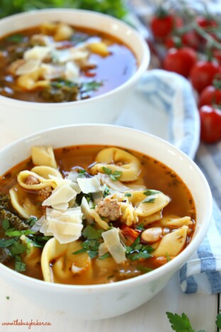 Rustic Italian Sausage Tortellini Soup - The Busy Baker