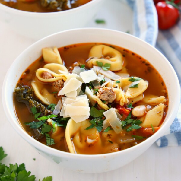 Rustic Italian Sausage Tortellini Soup - The Busy Baker