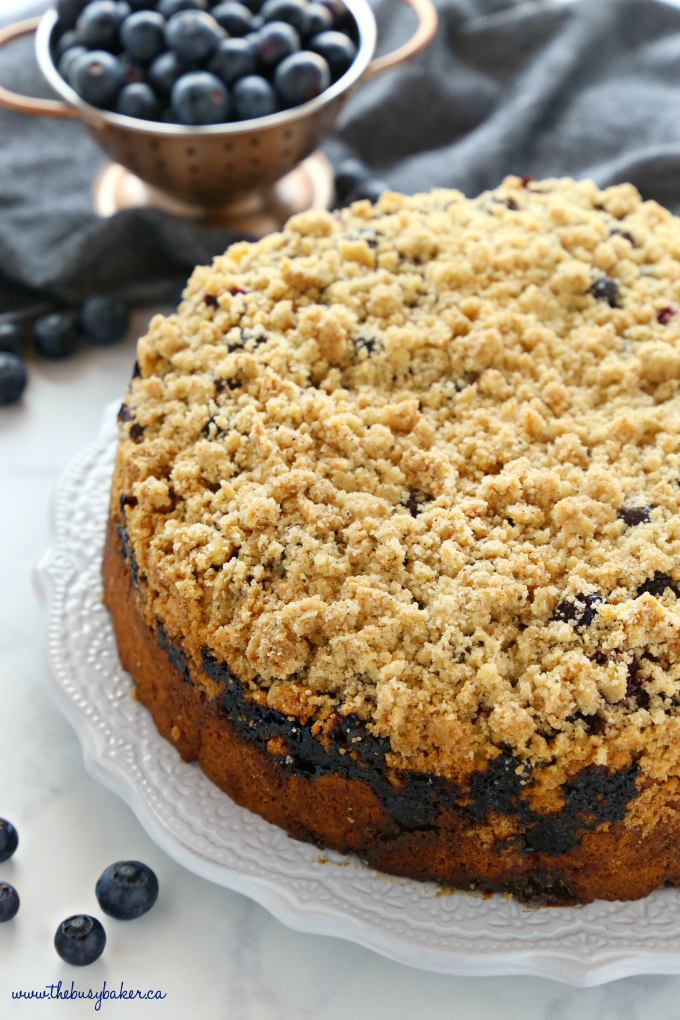blueberry cake streusel topping fancy plate