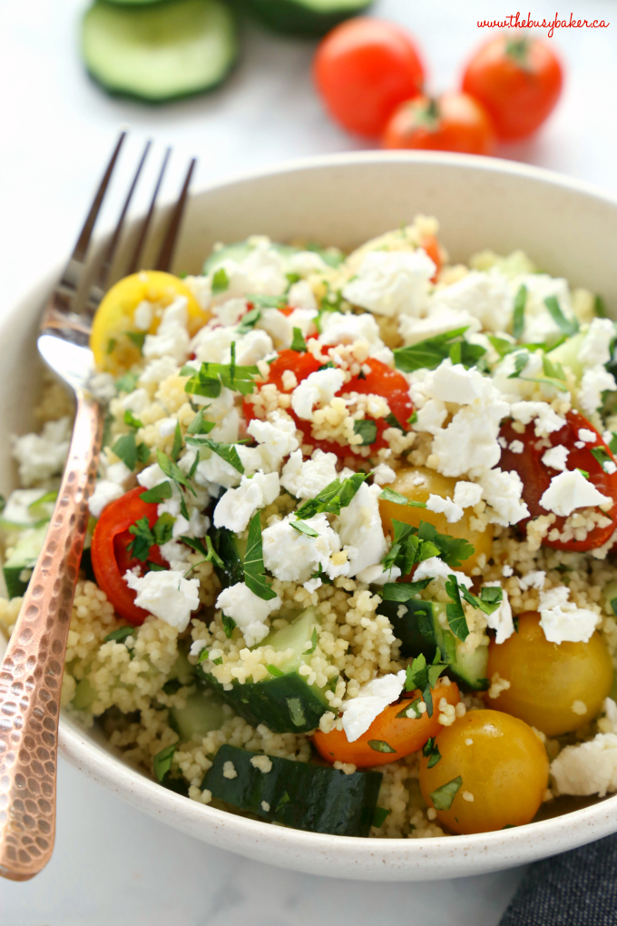 Greek couscous salad lunch bowls