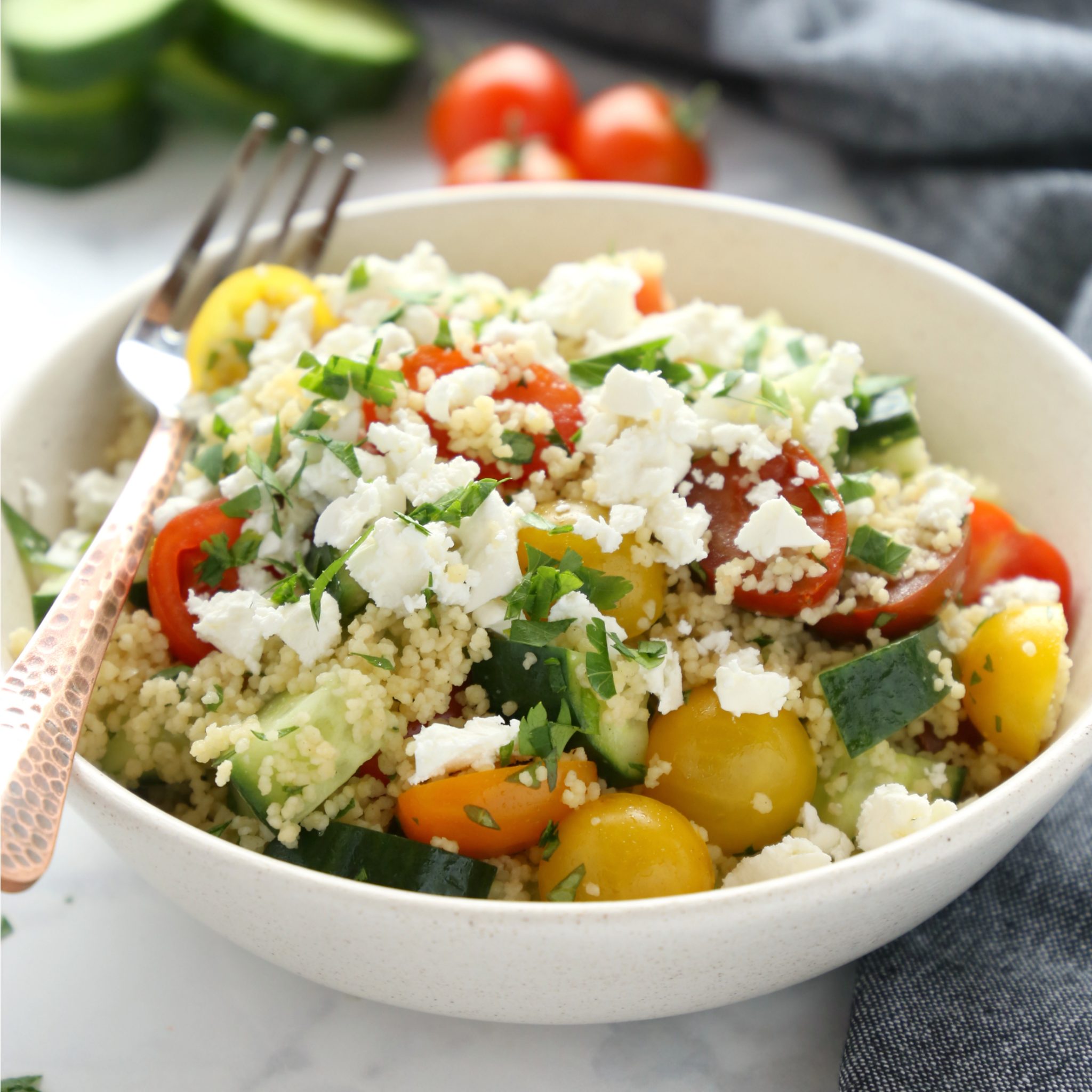 Greek Couscous Salad (Meal Prep Option) - Chelsea's Messy Apron