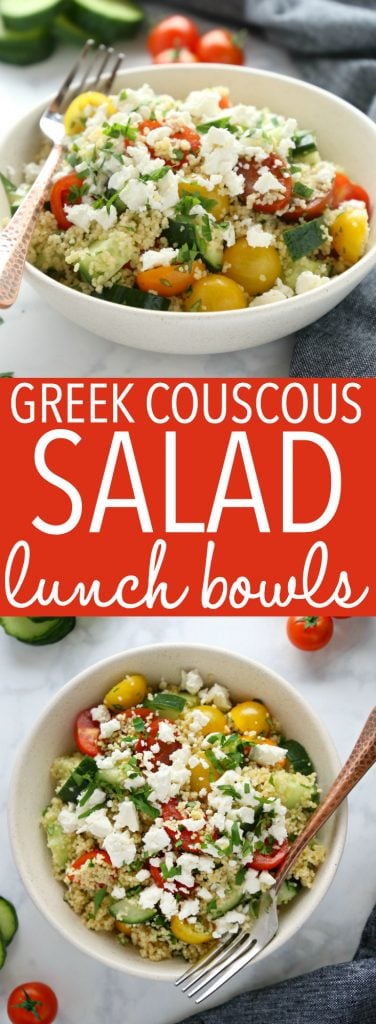 Greek Couscous Salad Lunch bowls pinterest pin