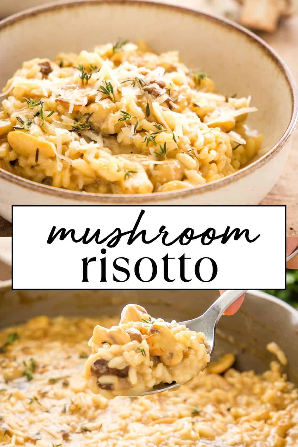 This Mushroom Risotto recipe is a quick and simple way to make restaurant-style risotto at home in minutes and in only one pan! Skip the fancy restaurant and enjoy it at home as a vegetarian main dish or side dish! Recipe from thebusybaker.ca! #easyrisotto #simplerisottorecipe #mushroomrisotto via @busybakerblog