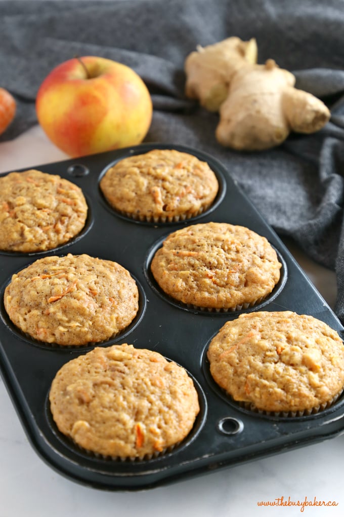 Apple Carrot Ginger Muffins in Muffin tin