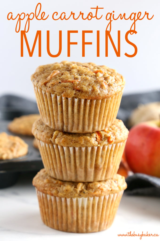 stack of Apple Carrot Ginger Muffins 