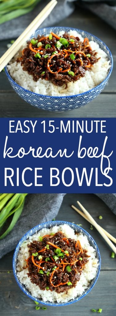 Easy Korean Beef Rice Bowls 15 minute recipe Pinterest