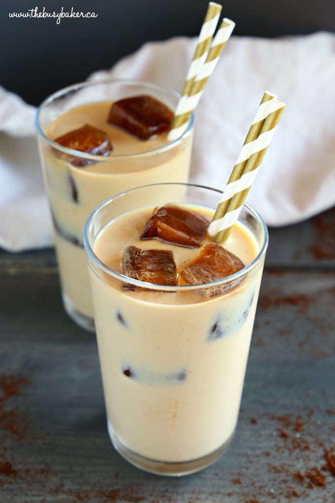 Healthy Iced Coffee with straws in glass