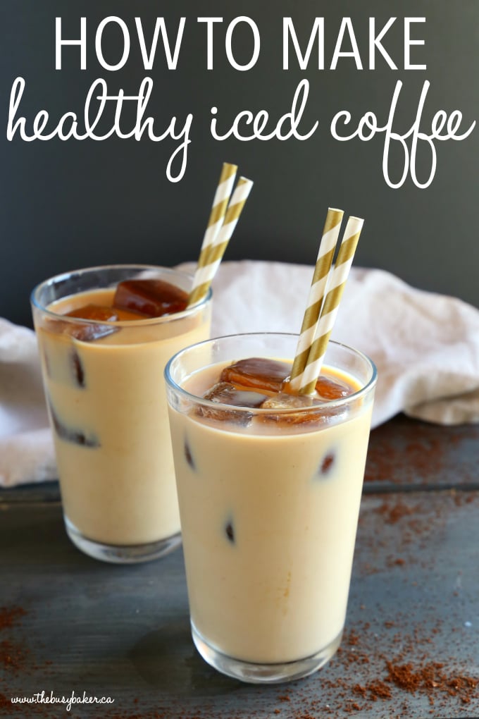 How to make healthy iced coffee with text