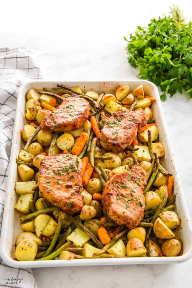 Pork Chop Sheet Pan Dinner - The Busy Baker