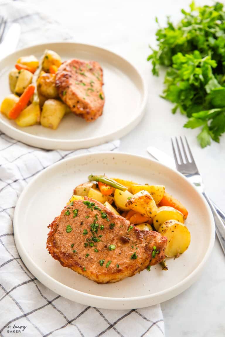 Pork Chop Sheet Pan Dinner - The Busy Baker