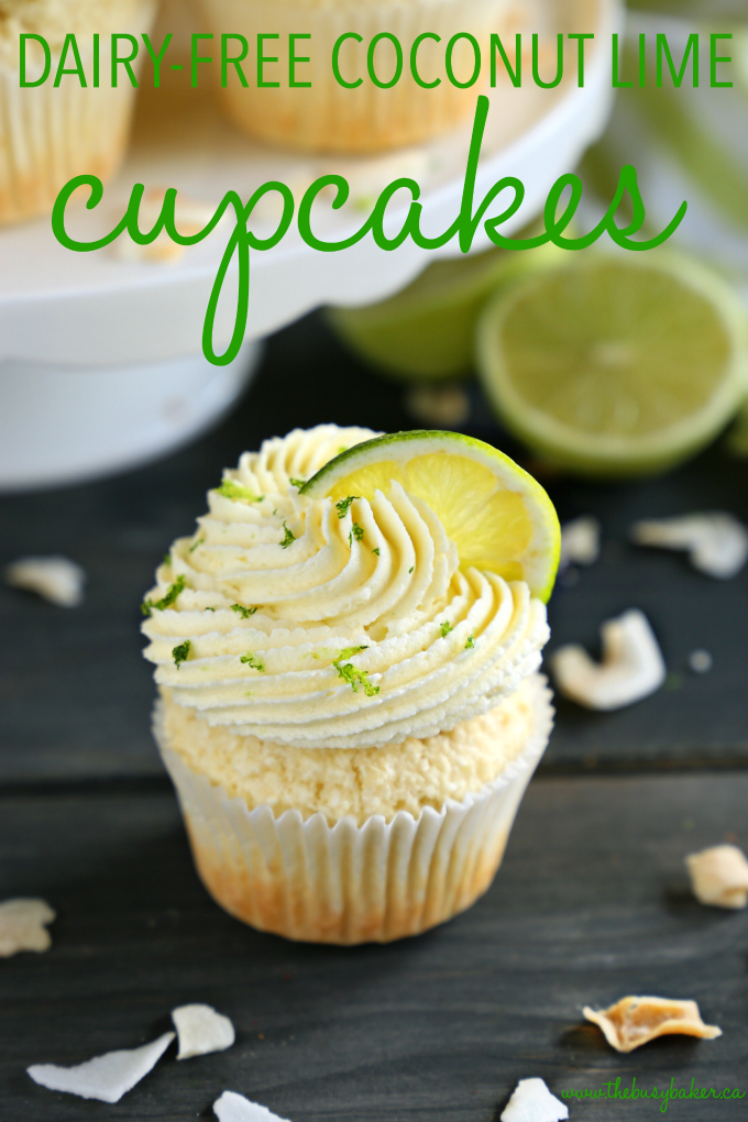 Dairy-Free Coconut Lime Cupcakes with text