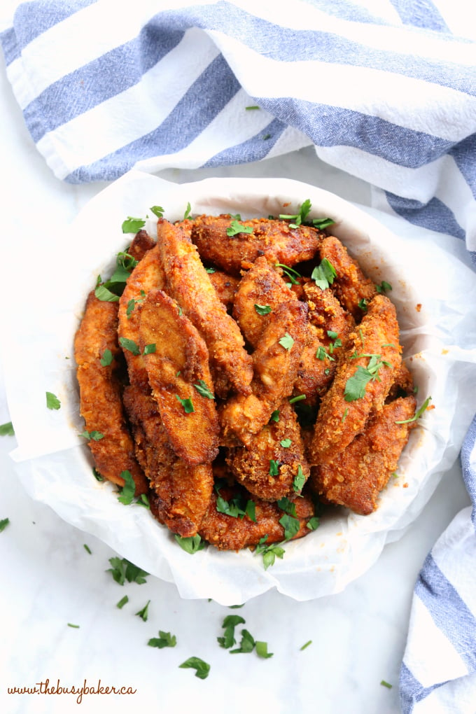 Healthier Oven Fried Chicken in paper with herbs