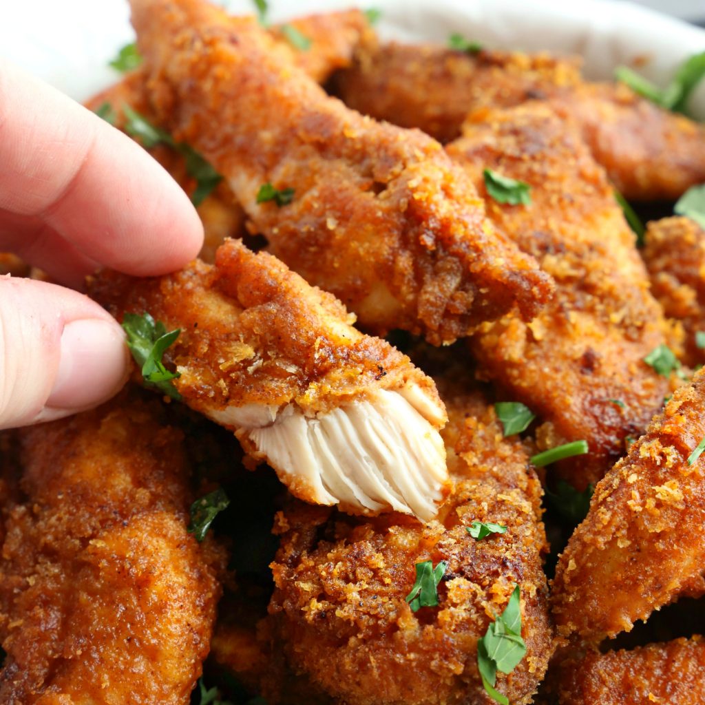 Healthier Oven Fried Chicken Tenders {Low Fat, Baked} - The Busy Baker