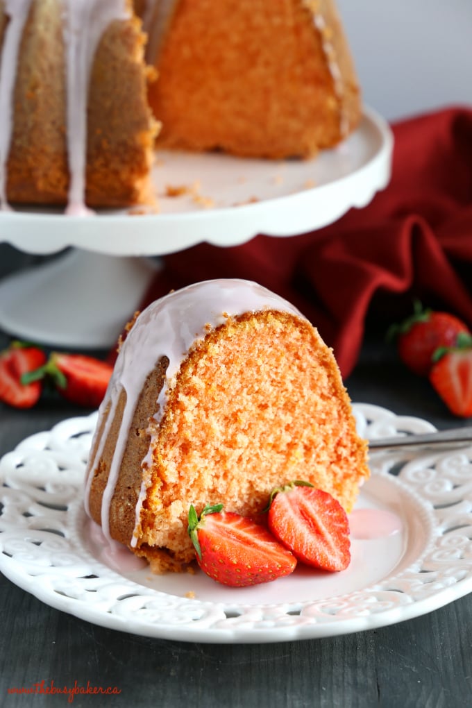 Best Ever Strawberry Pudding Cake tender and moist with fresh strawberries