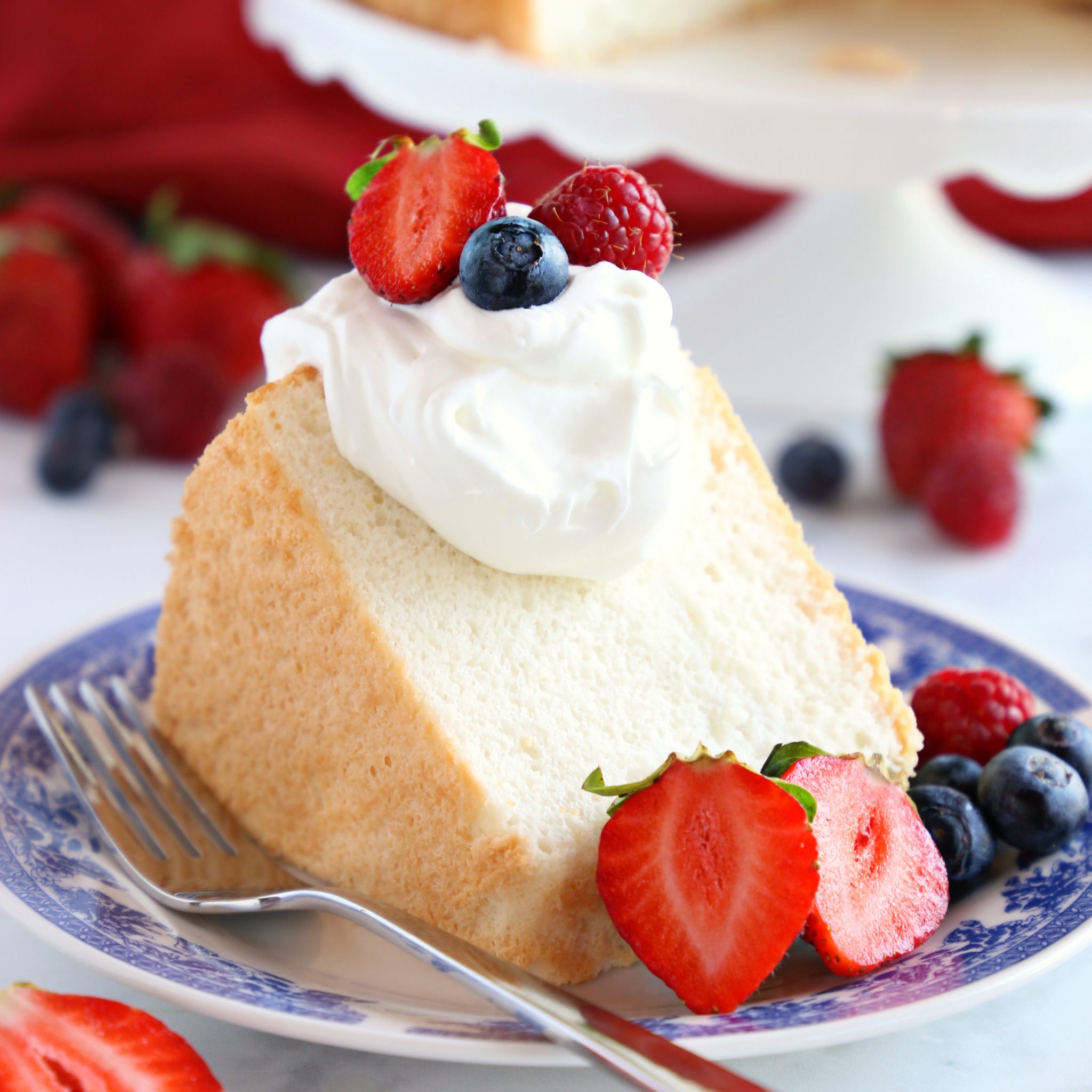 Angel Food Cake with Three-Berry Compote Recipe