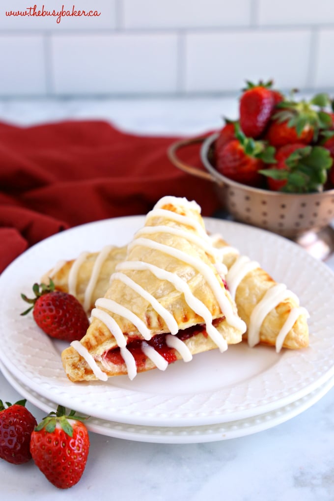 Easy Strawberry Hand Pies with sweet glaze and fresh strawberries