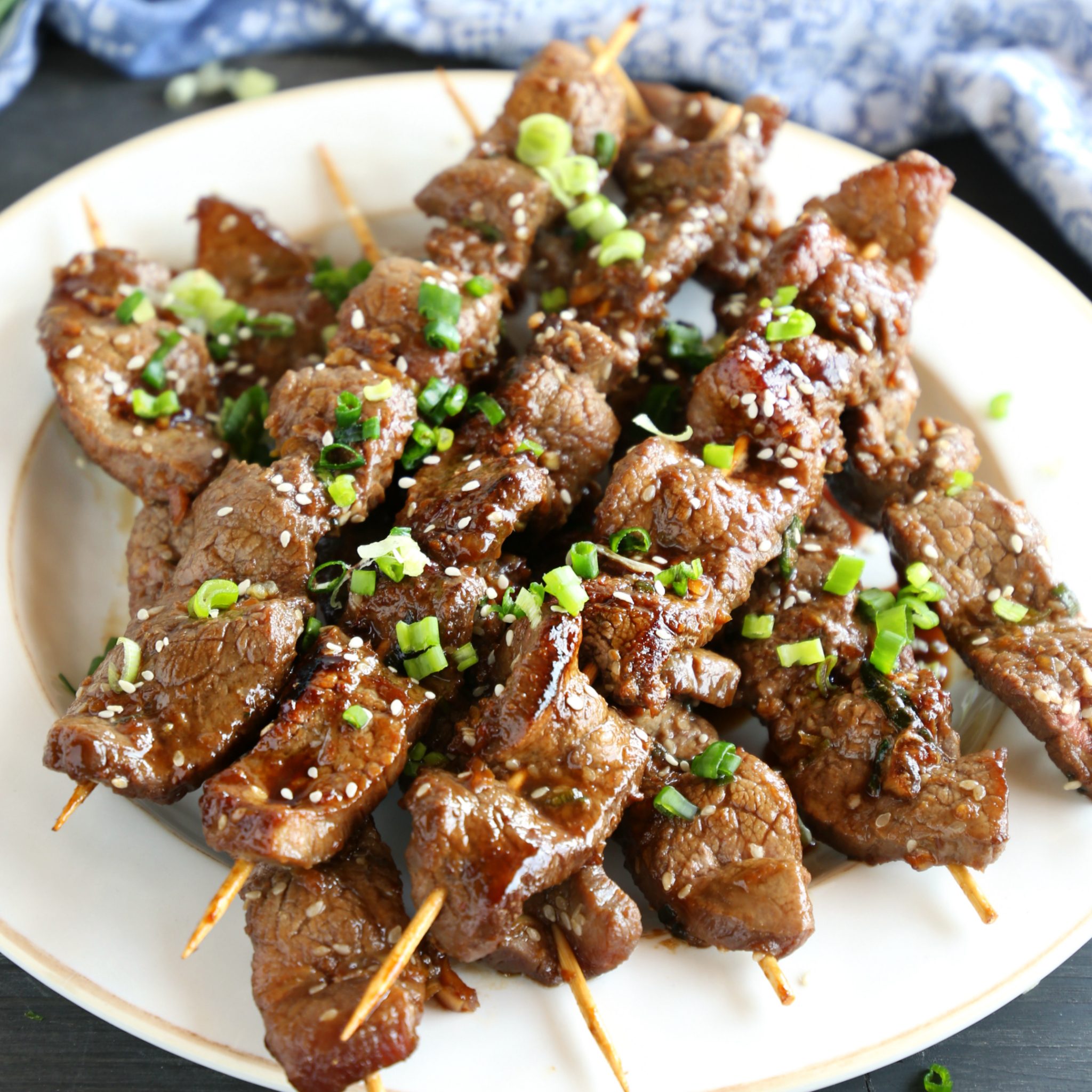 Best Ever Korean Barbecue Beef Skewers - The Busy Baker