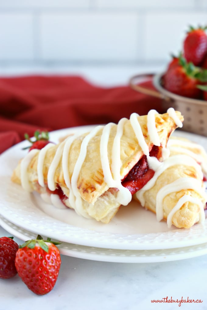 Easy Strawberry Hand Pies with strawberry filling and sweet glaze frosting