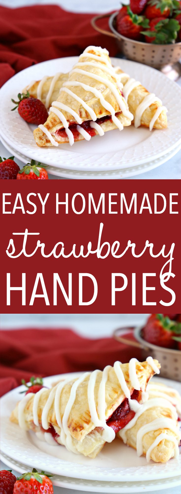 These Easy Strawberry Hand Pies are the perfect homemade pastry treat that's great for dessert, brunch, or a snack. They're bursting with fresh strawberries, made with frozen puff pastry and the best sweet glaze! Recipe from thebusybaker.ca! #toasterstrudelrecipe #strawberrydessert #brunch #handpies #homemadepastry #strawberrydanish #strawberrypastry #beststrawberrypastry #strawberryseason via @busybakerblog