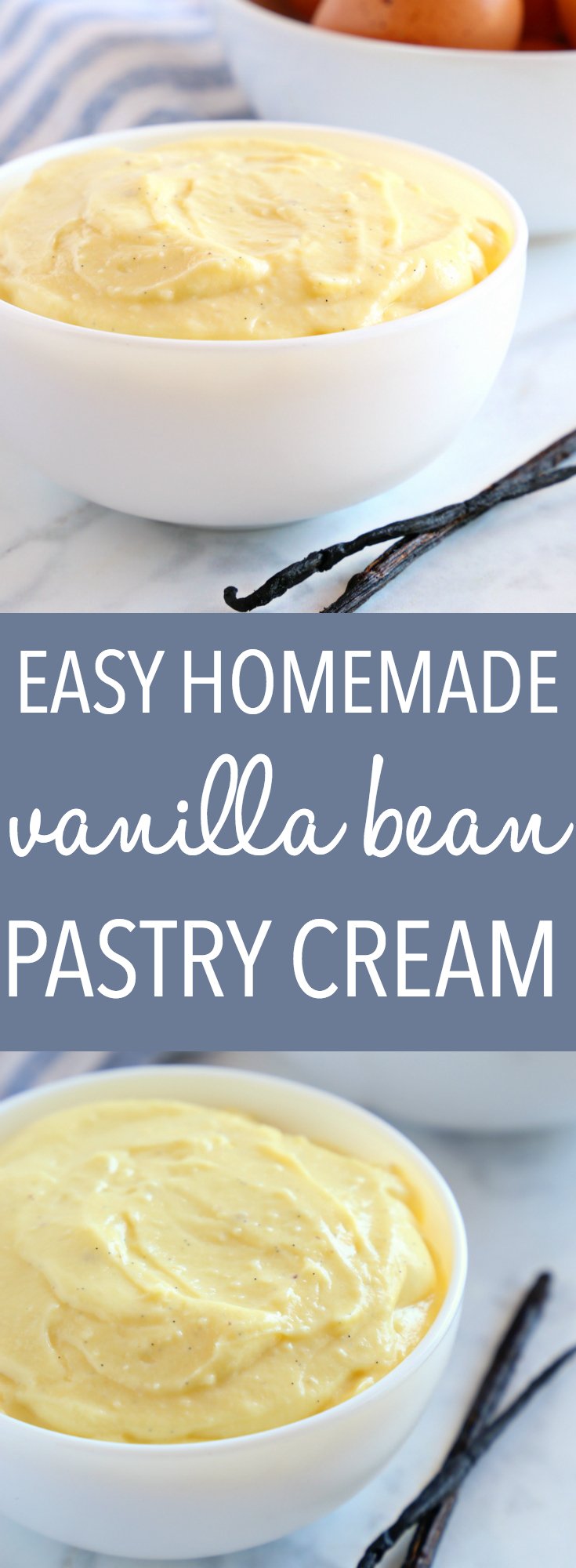 This Easy Homemade Vanilla Bean Pastry Cream is the perfect simple recipe for homemade creme patisserie, a french-style custard or pastry cream made with real vanilla beans! Recipe from thebusybaker.ca! #pastrycream #creampatisserie #frenchpastry #easycustardrecipe #custard #easypastrycream #kitchentips #vanillacustard #vanillabeanrecipe #vanilladessert #easydessert via @busybakerblog