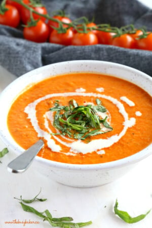 Easy Homemade Roasted Tomato Soup {Healthy Vegan Recipe!} - The Busy Baker