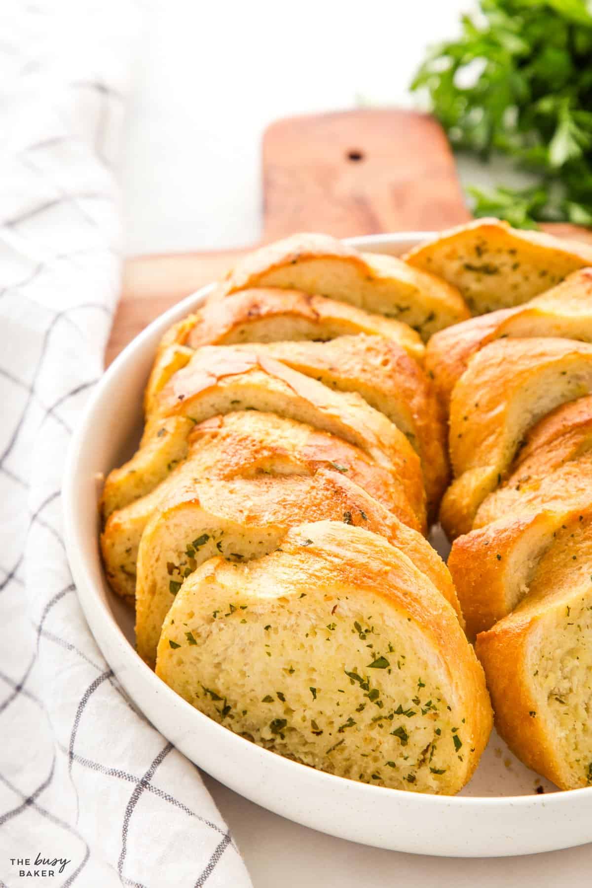 bowl of homemade garlic bread