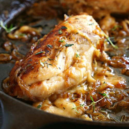 Easy One Pan French Onion Stuffed Chicken - The Busy Baker