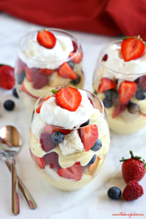 Vanilla Bean Angel Food Cake Trifles with Fresh Berries - The Busy Baker