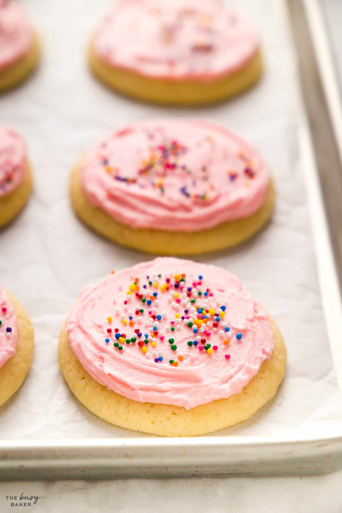 homemade sugar cookies with frosting and sprinkles