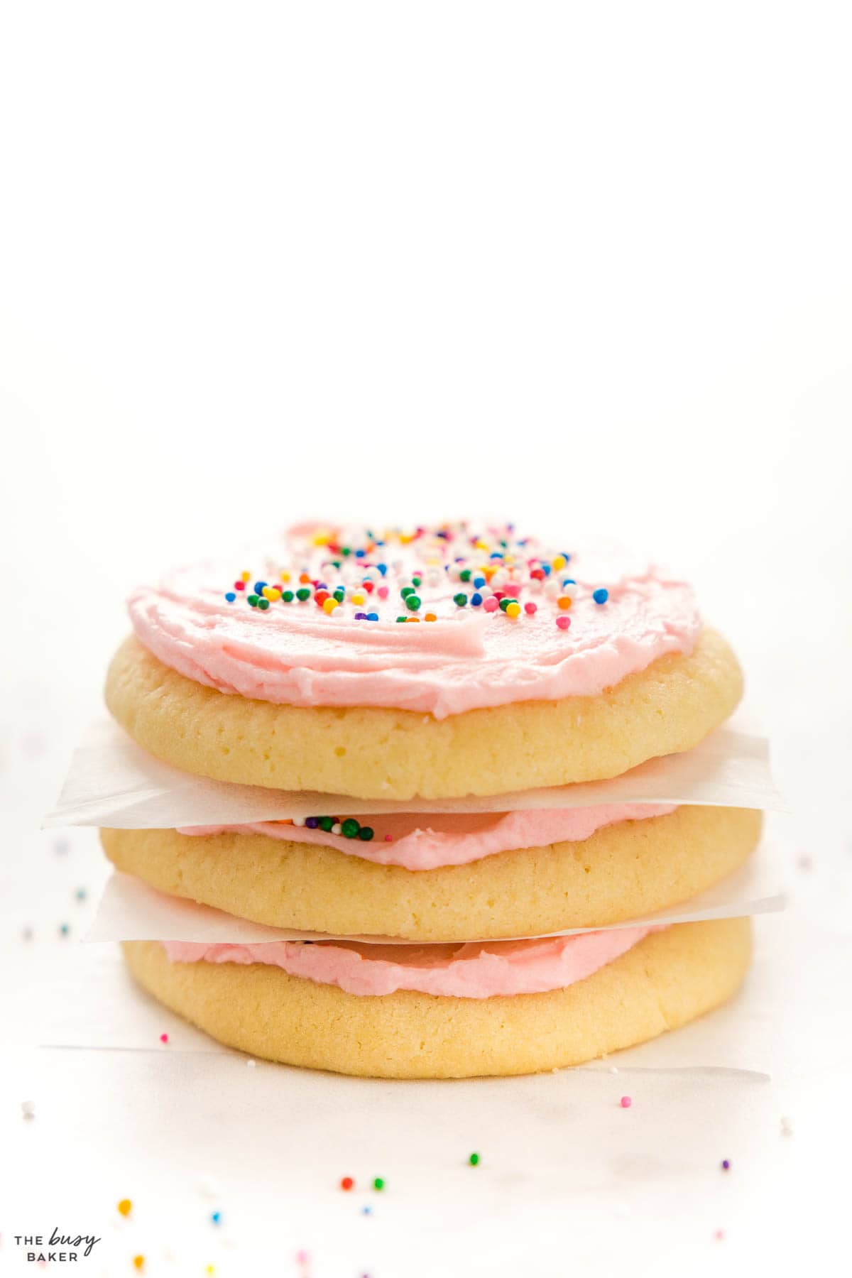 stack of frosted sugar lofthouse cookies
