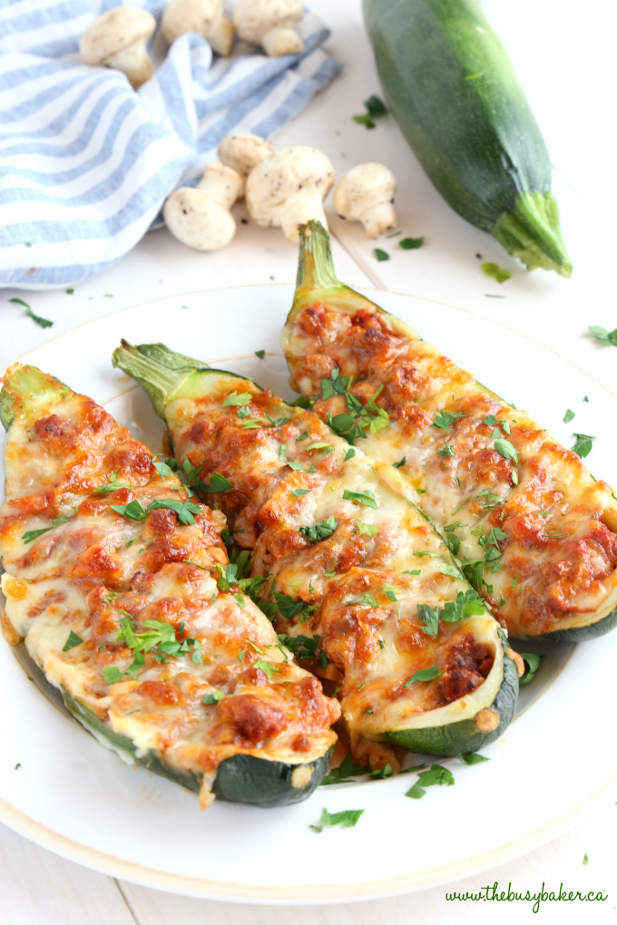 Easy Low Carb Pizza Stuffed Zucchini