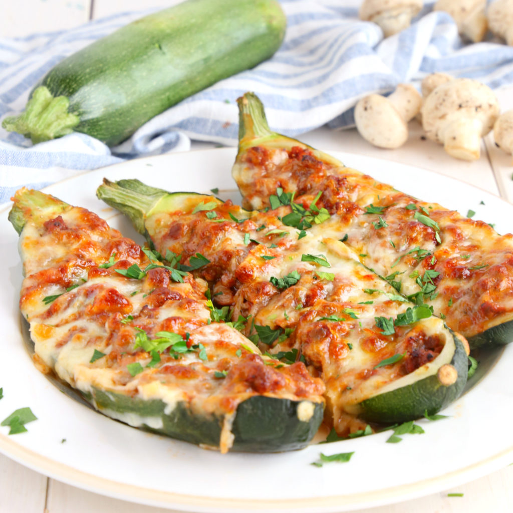 Easy Low Carb Pizza Stuffed Zucchini {Healthy Meal} - The Busy Baker