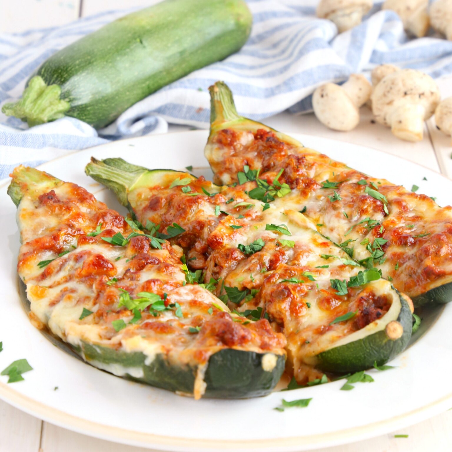Easy Low Carb Pizza Stuffed Zucchini {Healthy Meal} - The Busy Baker