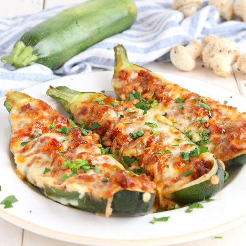 Easy Low Carb Pizza Stuffed Zucchini {Healthy Meal} - The Busy Baker