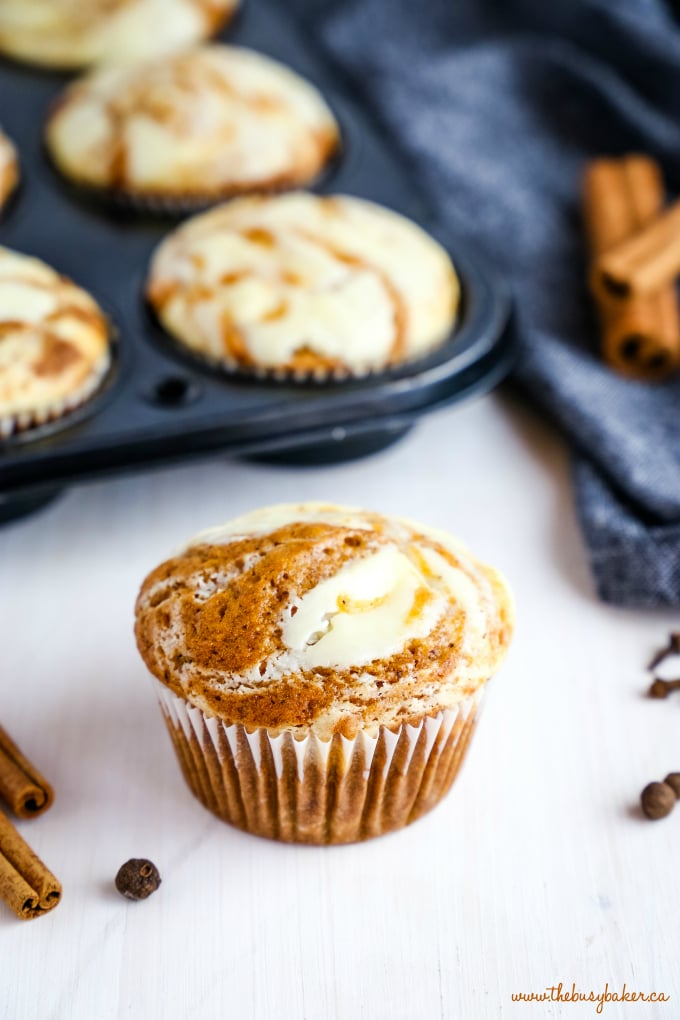 Pumpkin Cheesecake Swirl Muffins
