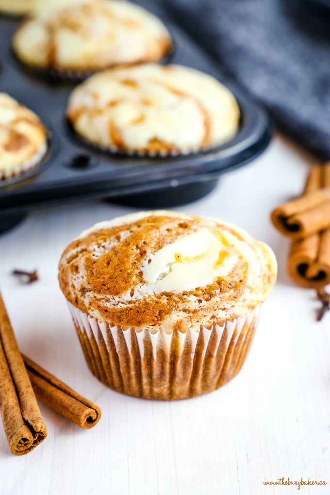 Pumpkin Cheesecake Swirl Muffins