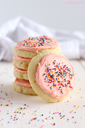 Soft And Chewy Frosted Sugar Cookies The Busy Baker