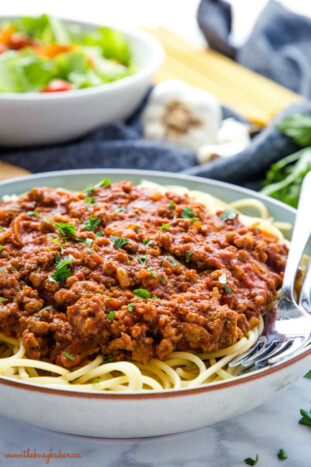 Best Ever Spaghetti and Meat Sauce (Easy Family Meal) - The Busy Baker