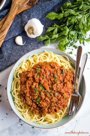 Best Ever Spaghetti and Meat Sauce (Easy Family Meal) - The Busy Baker