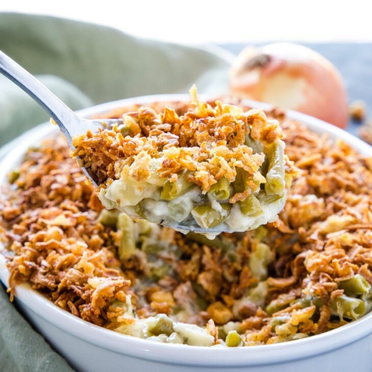 Easy Vegan Green Bean Casserole (Non-Vegan Option) - The Busy Baker