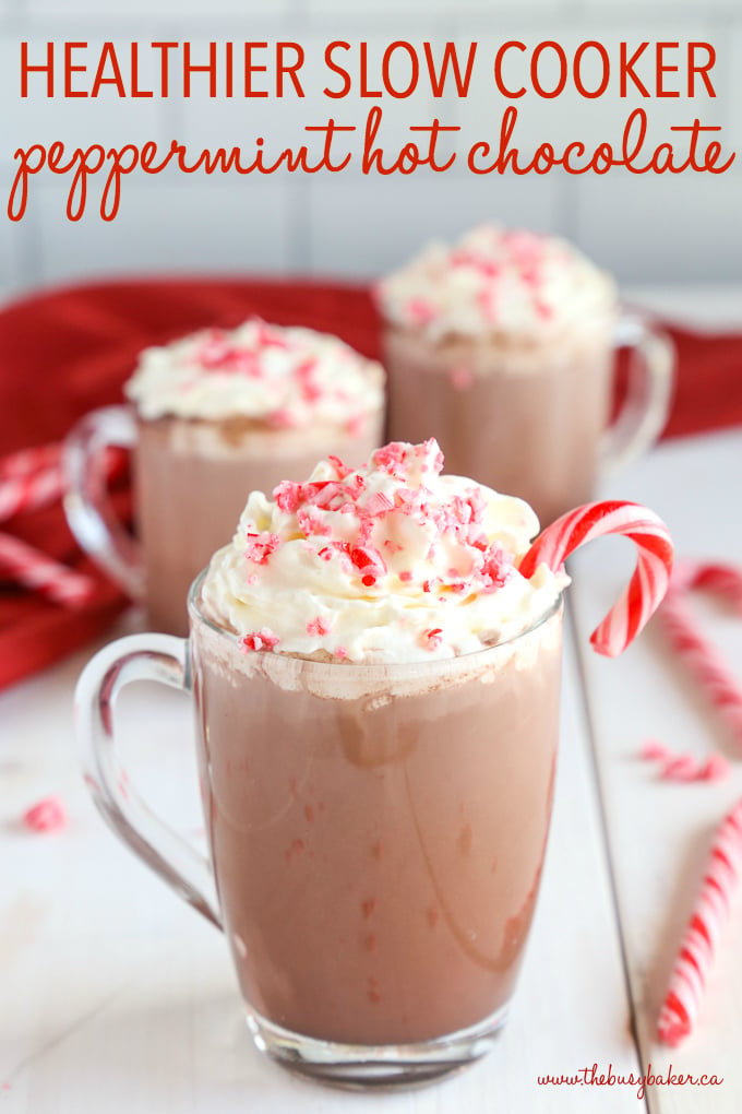 Healthier Slow Cooker Peppermint Hot Chocolate