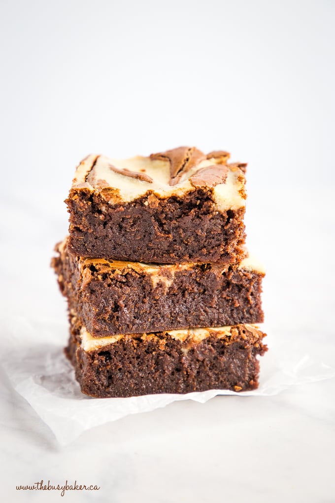 Mocha Cheesecake Brownies in stack