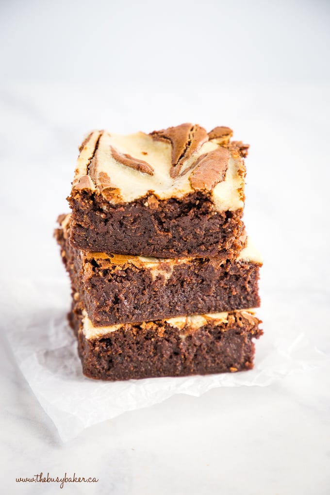 Mocha Cheesecake Brownies in stack